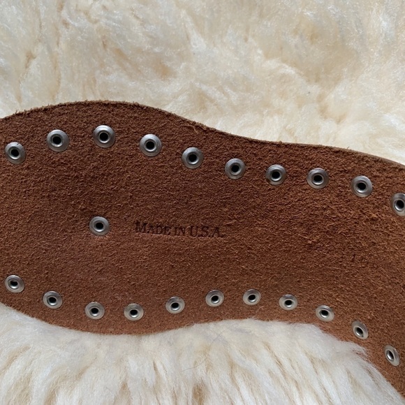 Vintage Tooled Studded Classic Leather Belt S/M - Picture 5 of 7